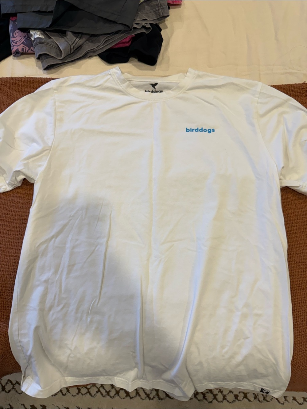 Birddogs White Tee with Small Blue Logo